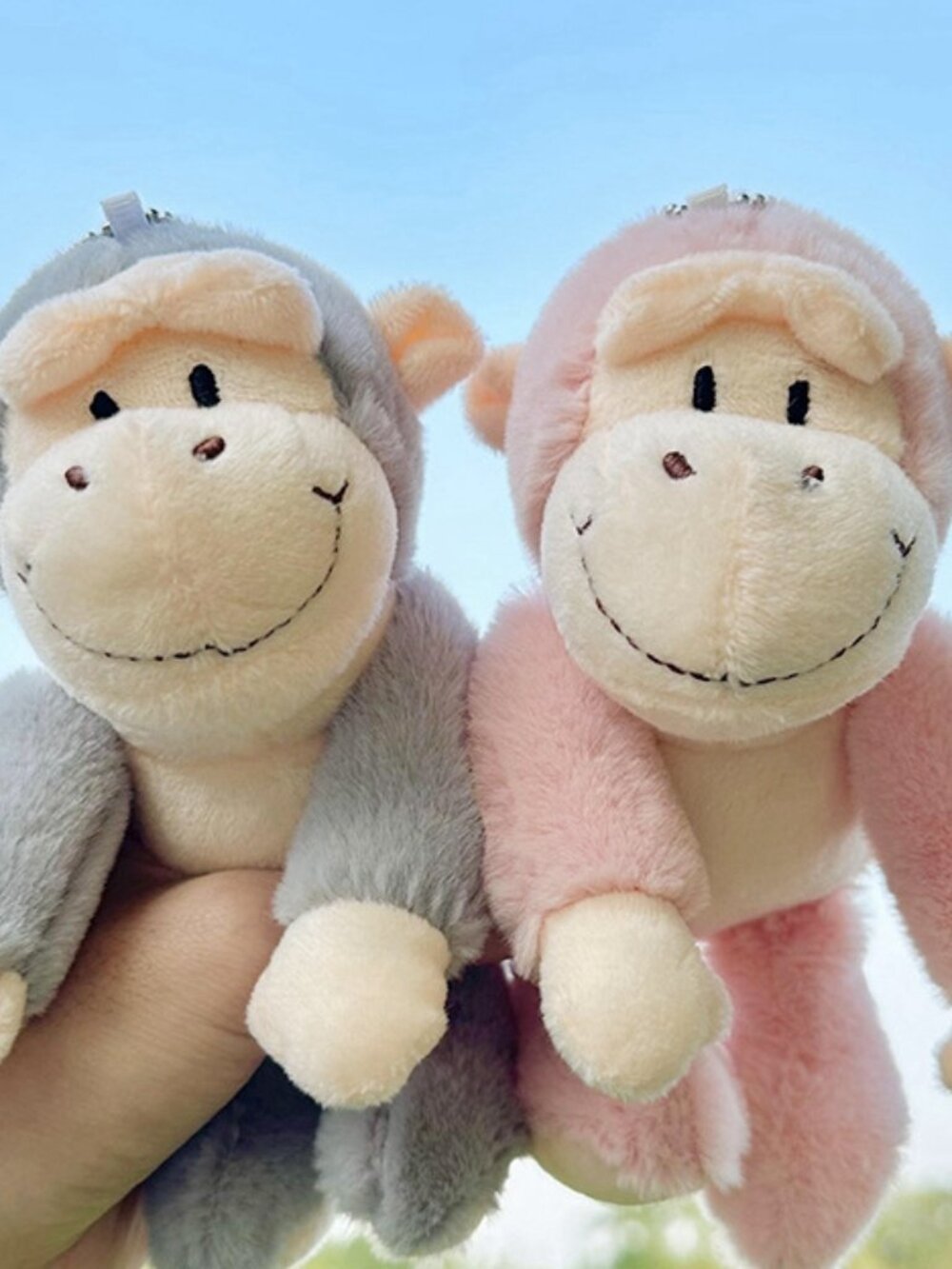 ✨Long‑limb Monkey Plush Keychain Gray Pink Two‑Color Bag Charm
